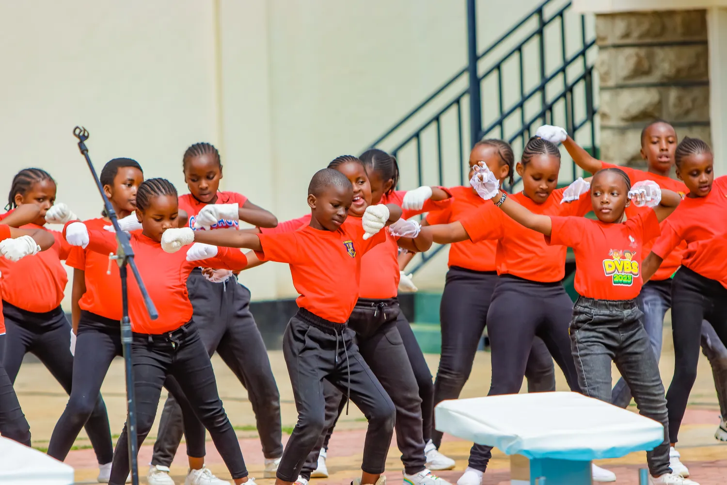 St. Christopher's students performing a group dance routine at a school event