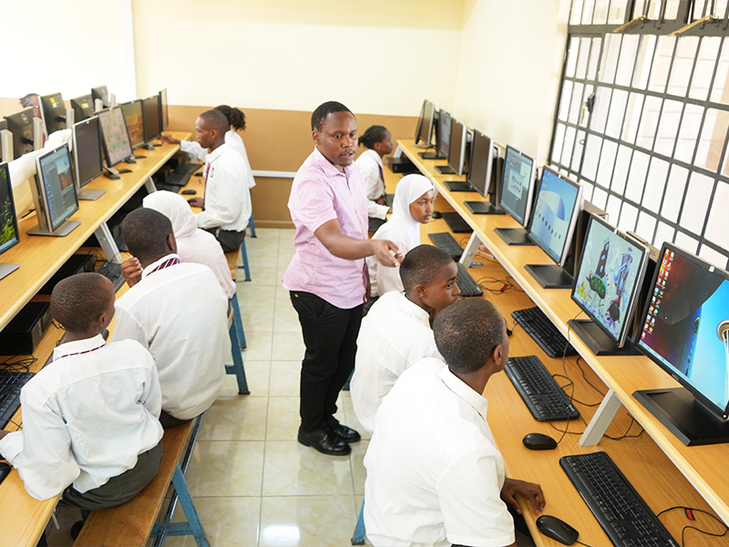 Students working in a modern classroom at St. Christopher's